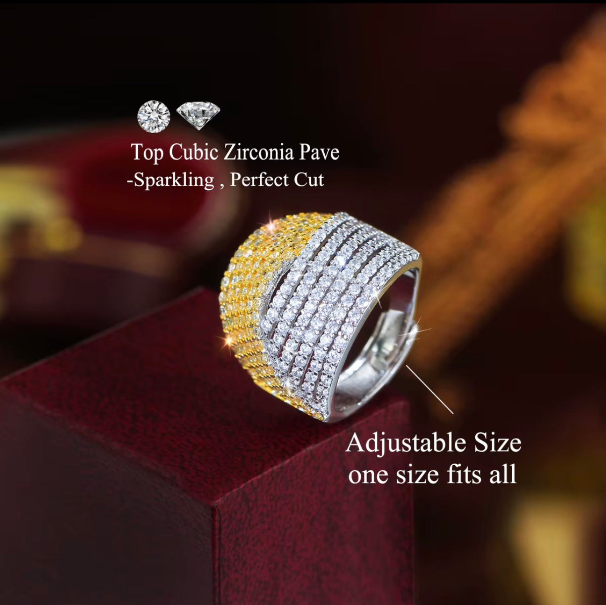 Aura Two-Tone Pavé Statement Ring