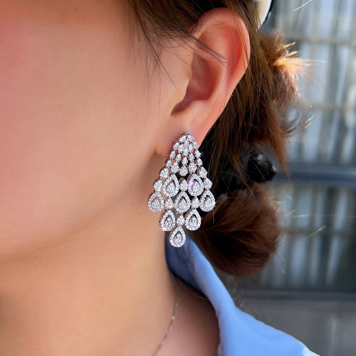 Rhodium-Plated Earrings