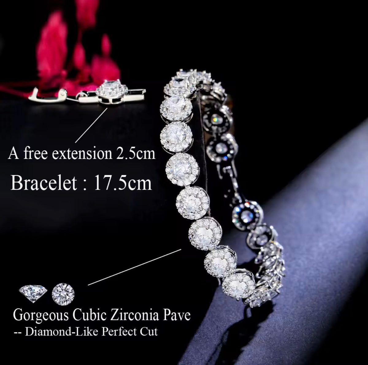 Empress Halo Tennis Bracelet