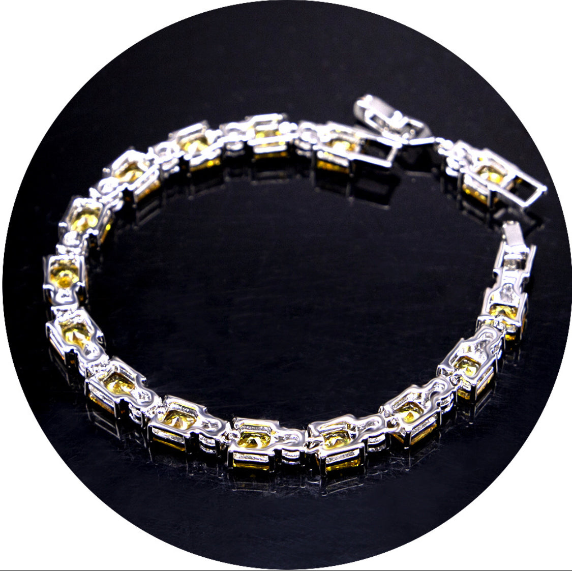 Copper zircon silver plated bracelet