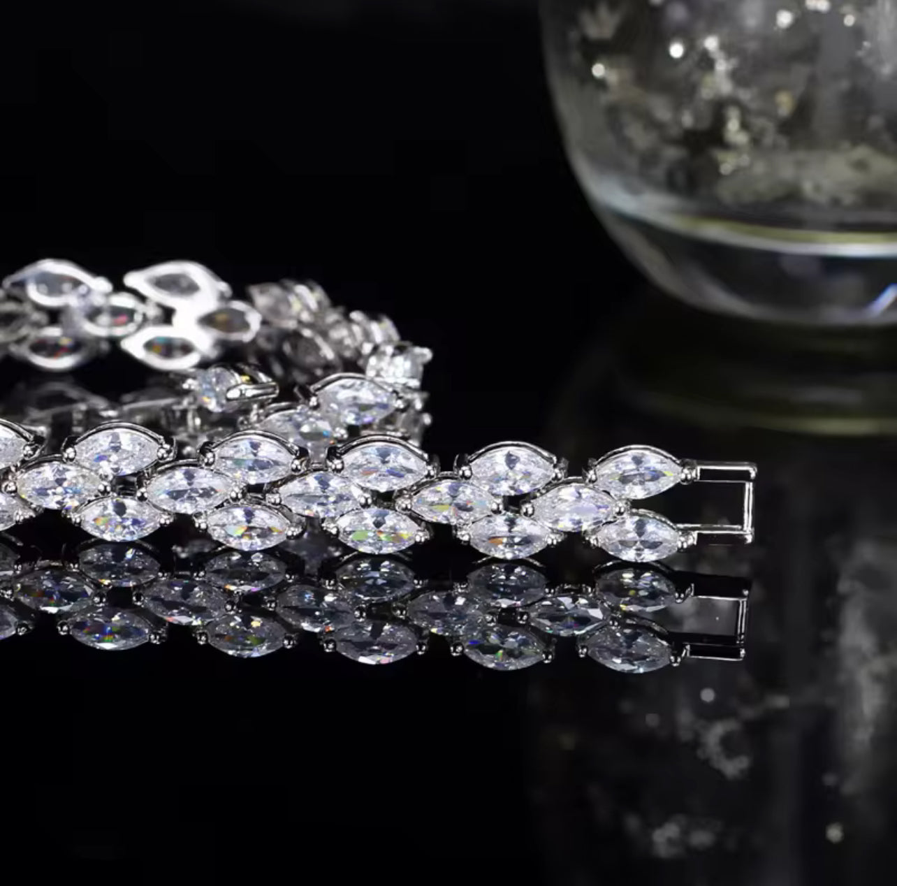 Copper silver plated zircon bracelet