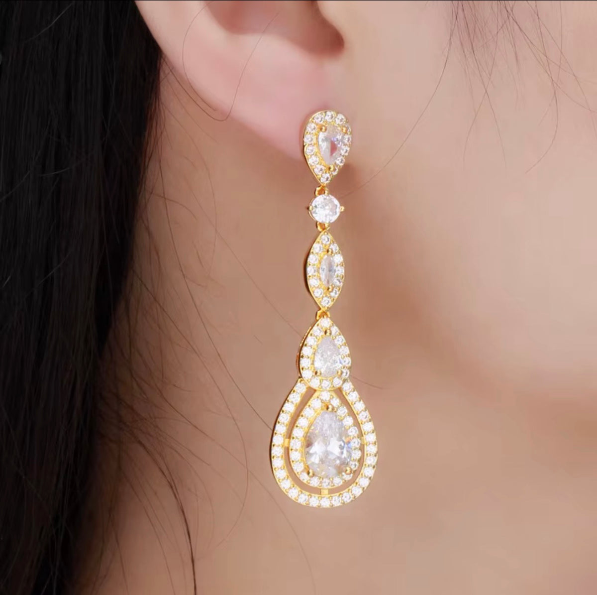 Seraphina Rose Gold Marquise Drop Earrings