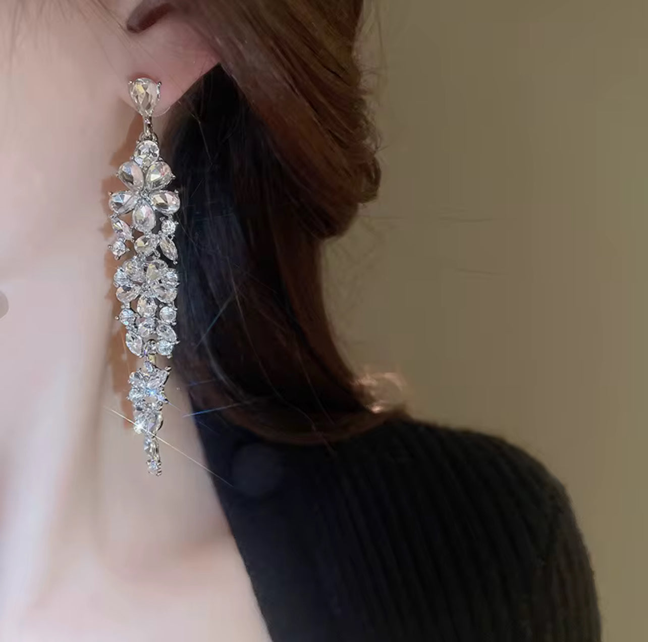 White Gold Plated Zircon Drop Earrings