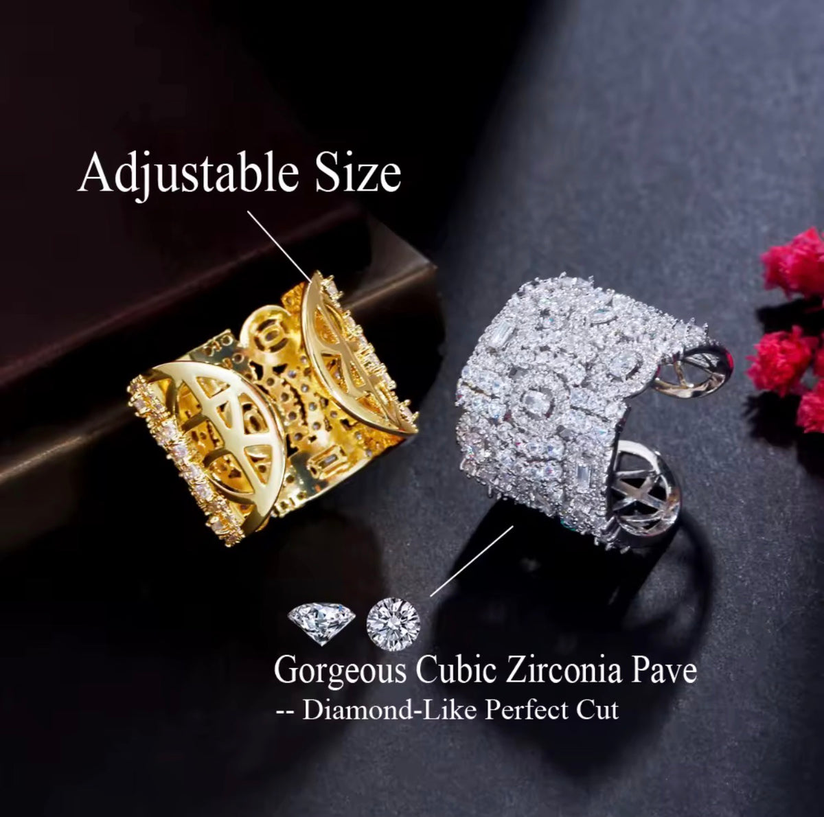 Majestic Geometric Open-Cuff Ring