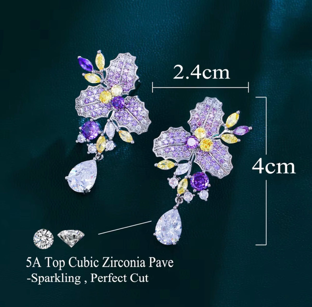 Violet & Canary Orchid Drop Earrings