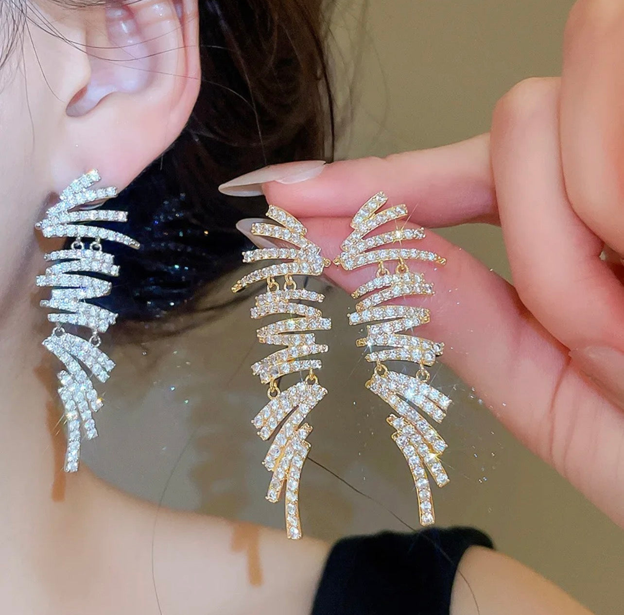 Copper zircon gold plated earrings
