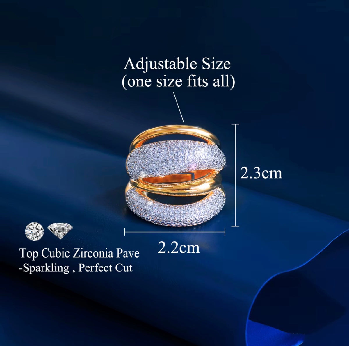 Meridian Multilayer Rose Gold Statement Ring