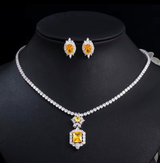 Elegant silver  plated zircon set