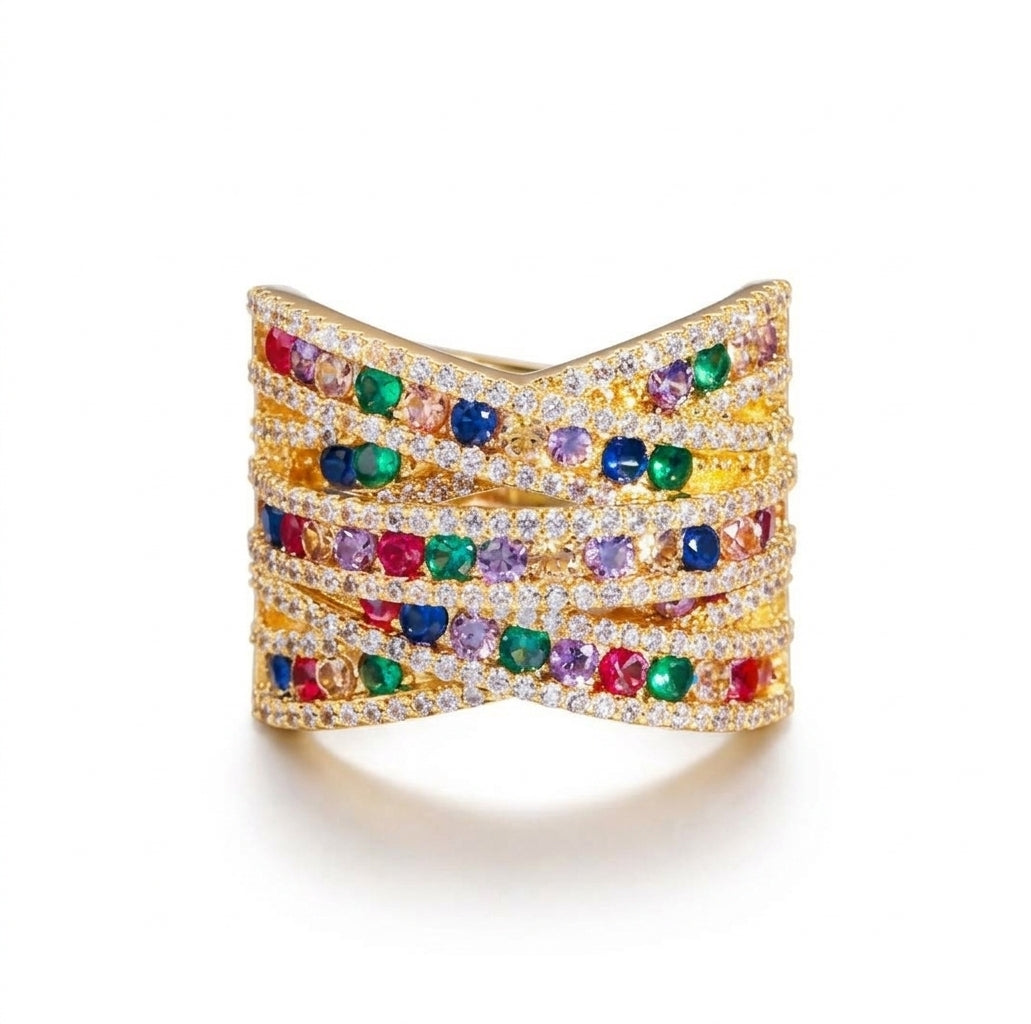 Aurora Intertwined Rainbow Statement Ring