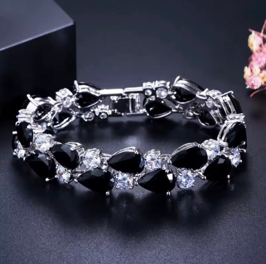 Copper rhodium plated zircon bracelet
