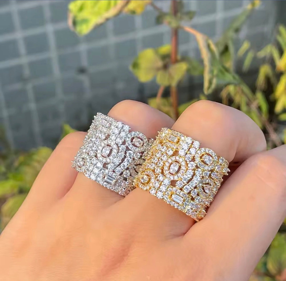 Majestic Geometric Open-Cuff Ring