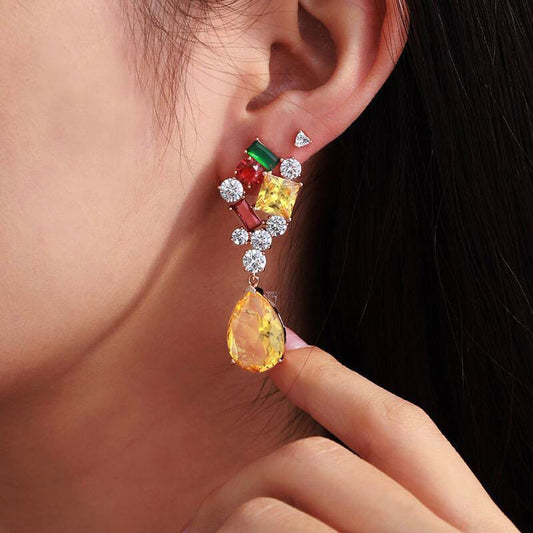 Gemstone Radiance Drop Earrings