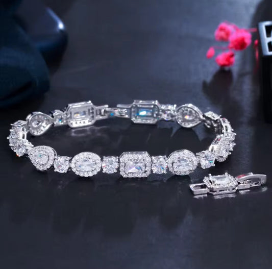 Copper silver plated zircon bracelet