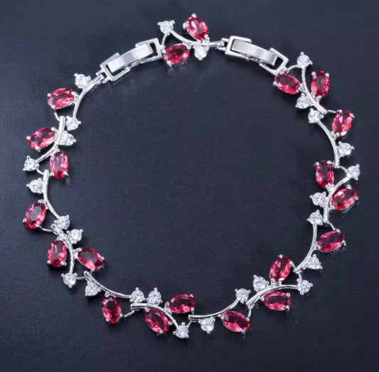 Copper zircon silver plated bracelet