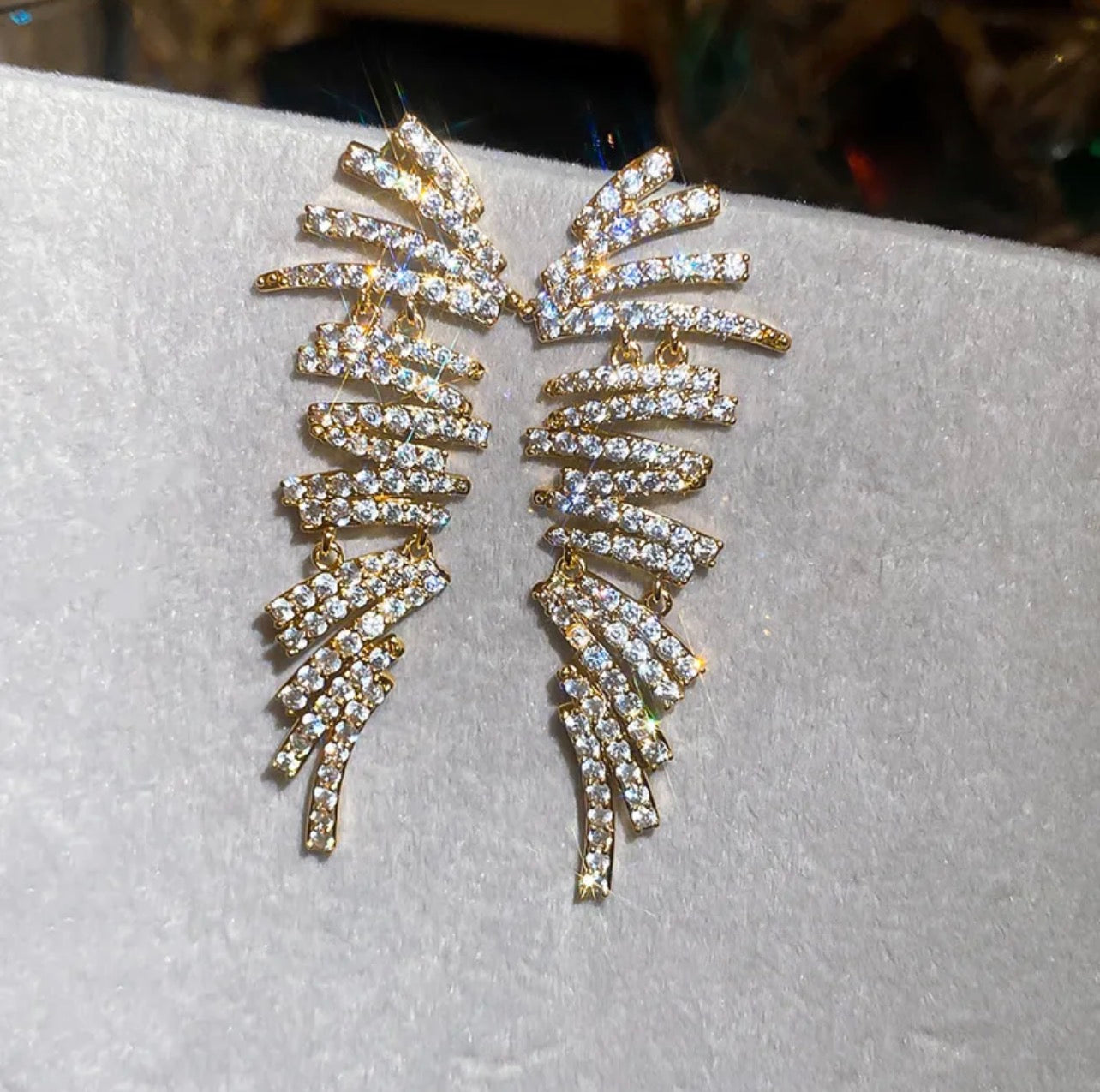 Copper zircon gold plated earrings