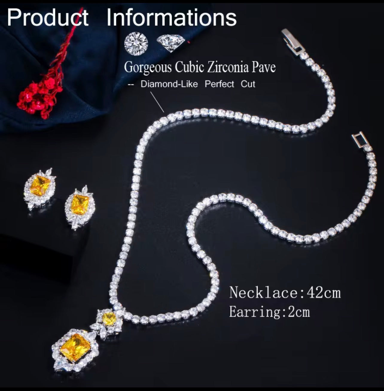 Elegant silver  plated zircon set