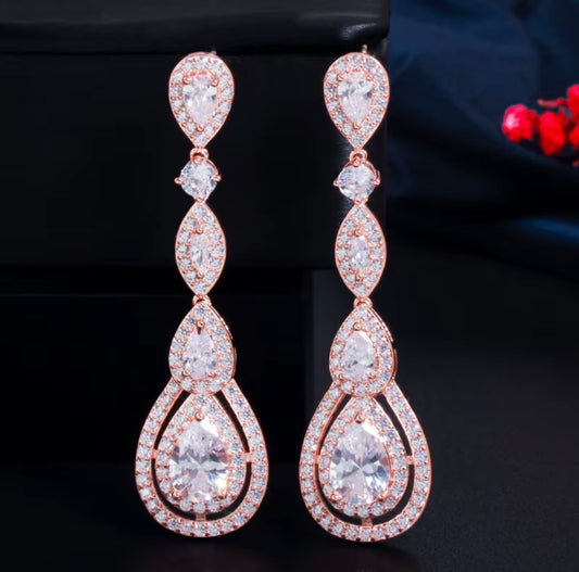 Seraphina Rose Gold Marquise Drop Earrings