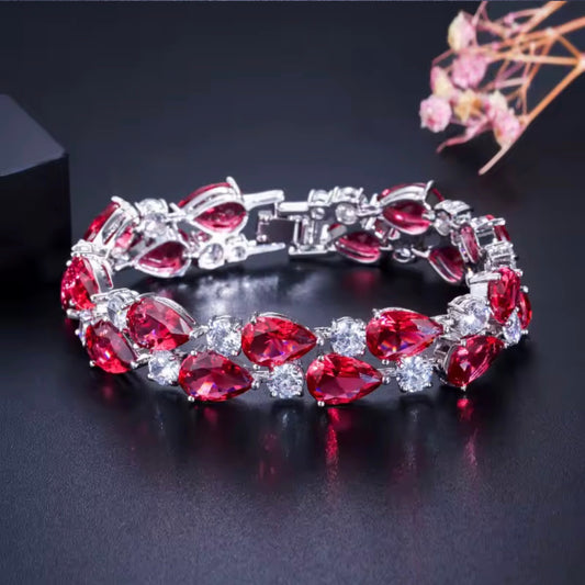 Copper rhodium plated zircon bracelet