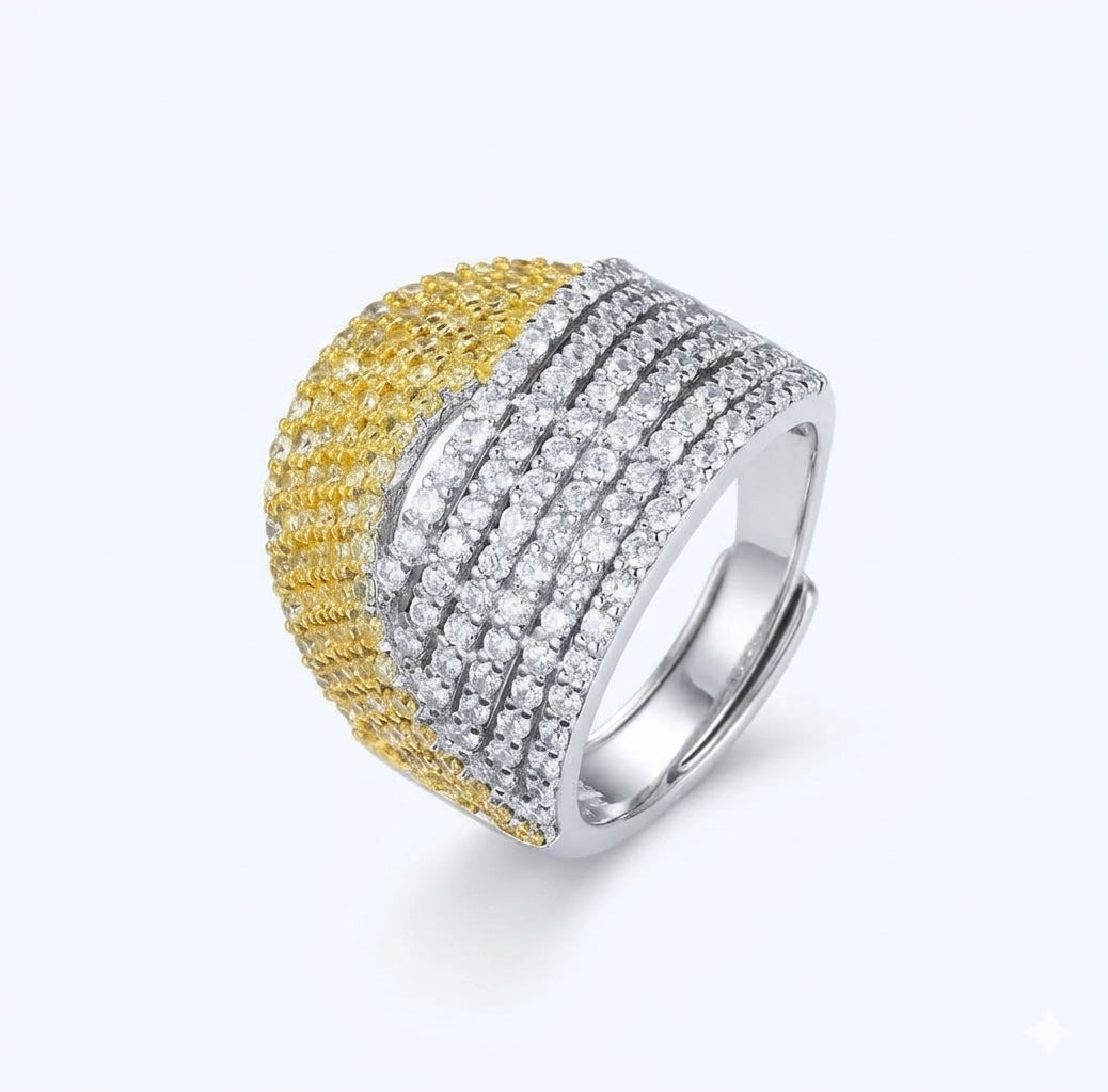 Aura Two-Tone Pavé Statement Ring