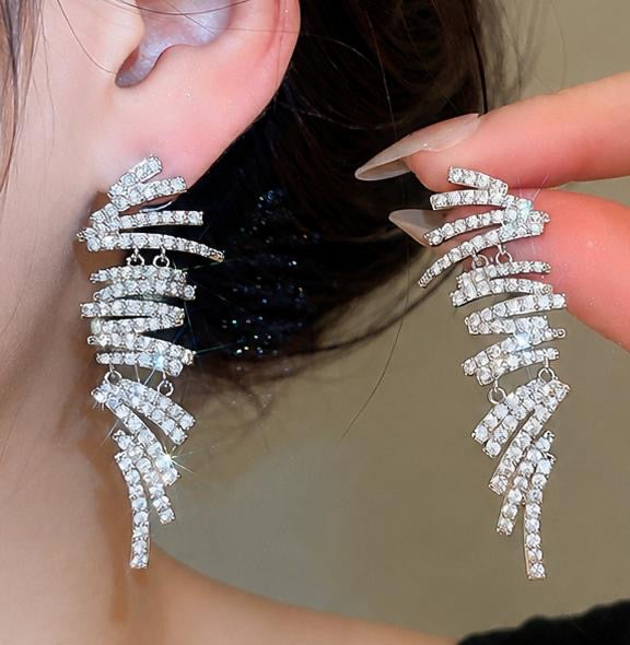 Copper zircon white gold plated earrings