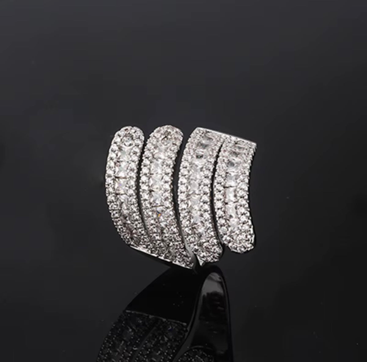 Aura Wave Multilayer Pavé Cocktail Ring