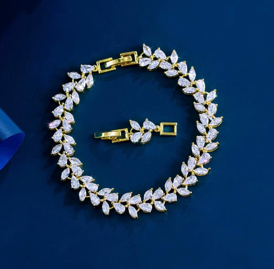 Marquise Vine gold plated Tennis Bracelet