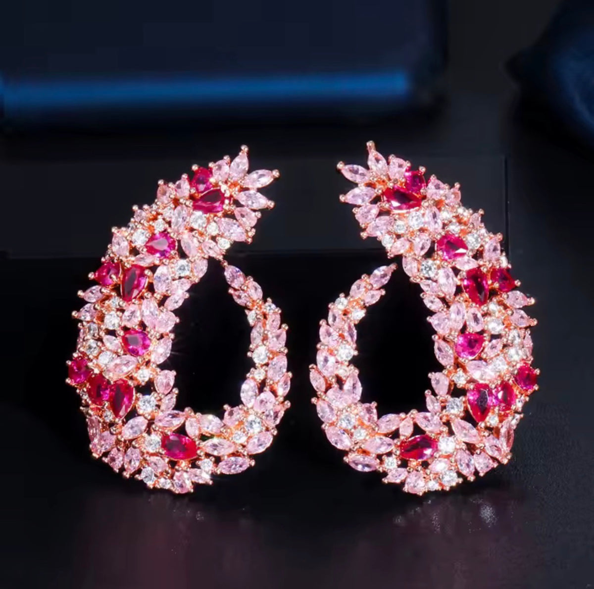 Blush & Ruby Marquise Cluster Earrings