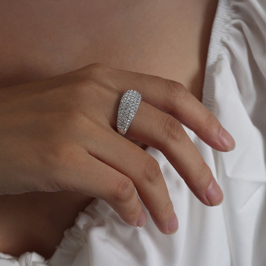 Stainless steel gold plated rhinestones ring