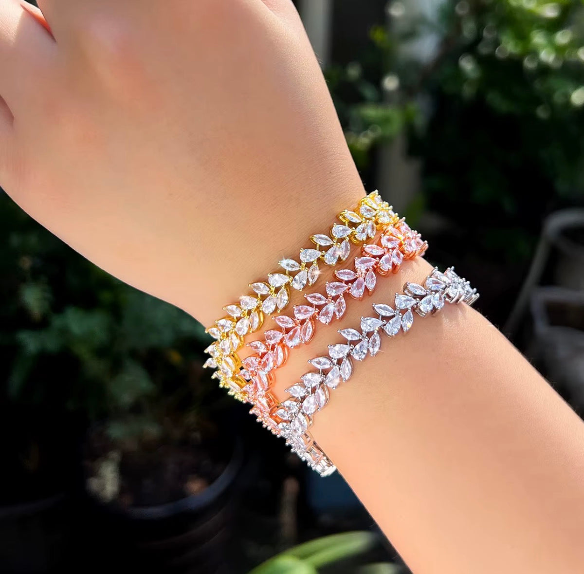 Marquise Vine gold plated Tennis Bracelet