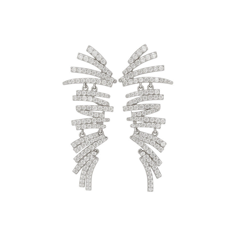 Copper zircon white gold plated earrings