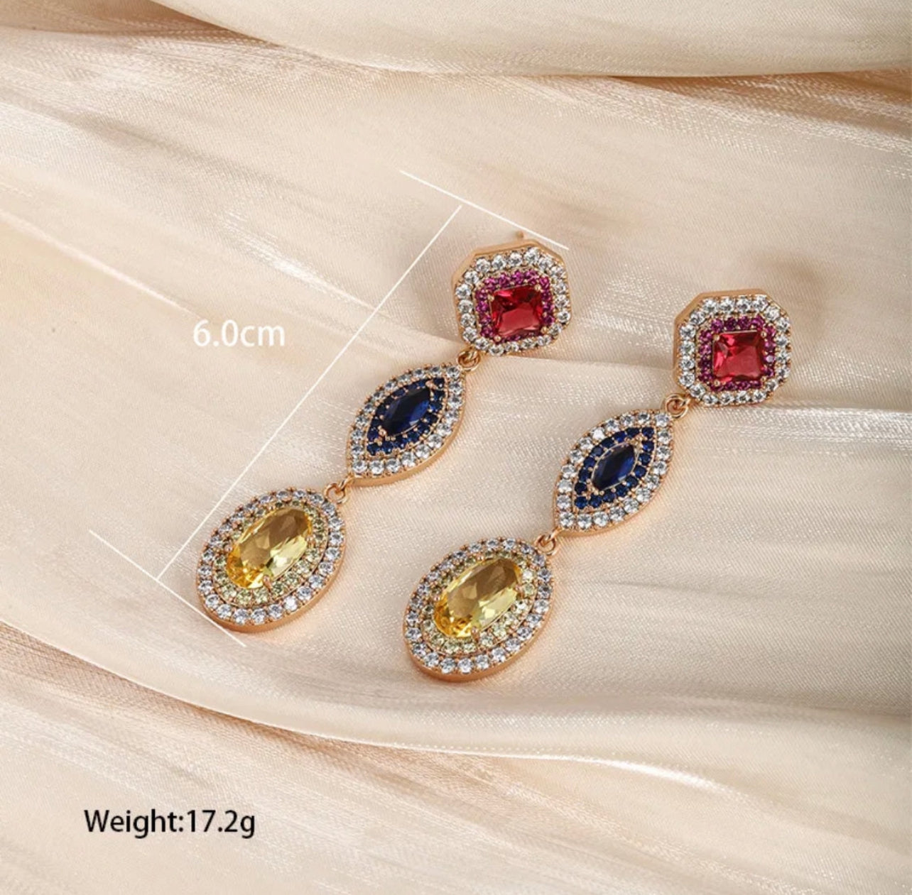 18K Gold-Plated Gemstone Drop Earrings