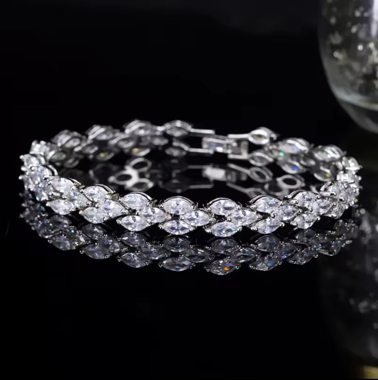 Copper silver plated zircon bracelet