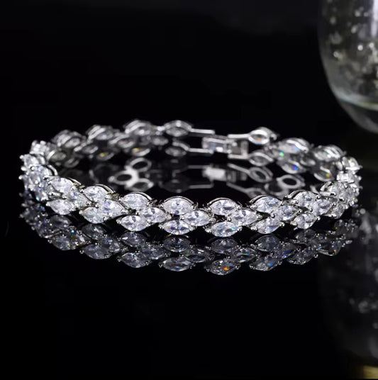 Copper silver plated zircon bracelet