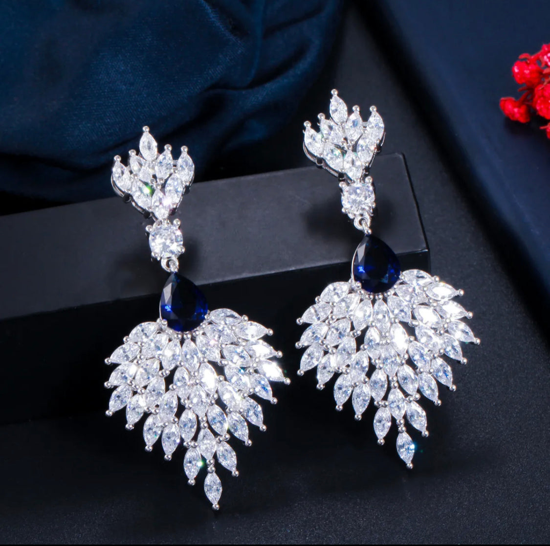 Rhodium-Plated Drop Earrings