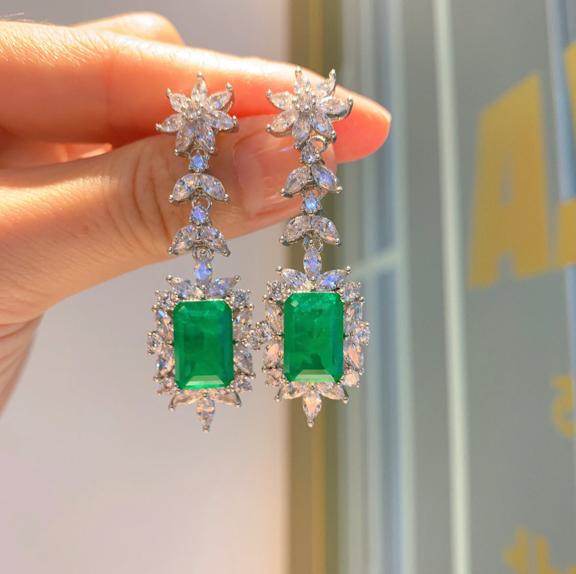 Pristine Crystal Drop Earrings