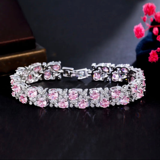 copper zircon silver plated bracelet
