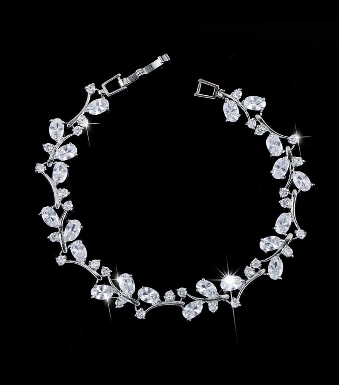 Copper zircon silver plated bracelet