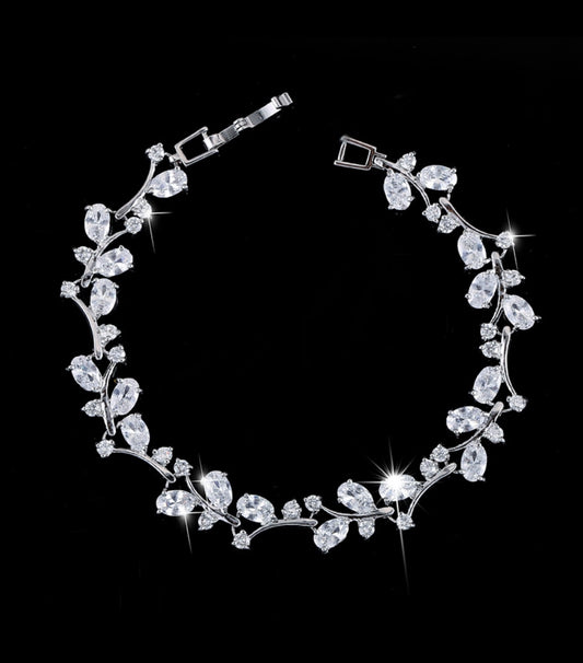 Copper zircon silver plated bracelet