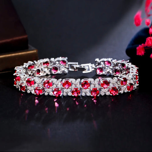 Copper zircon silver plated bracelet