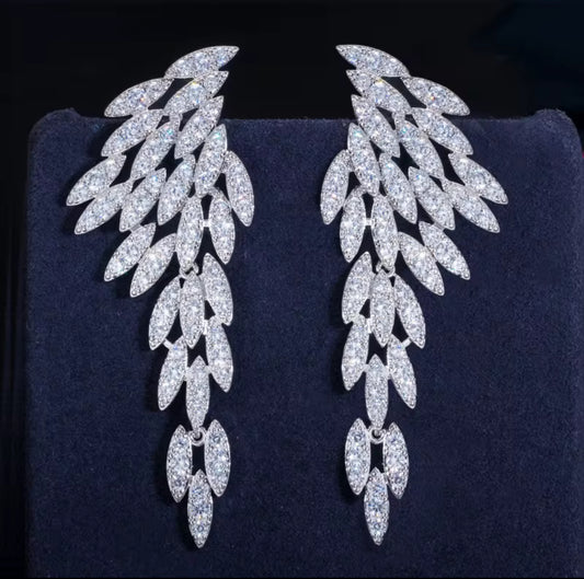 Luxurious copper zircon Silver plated earrings