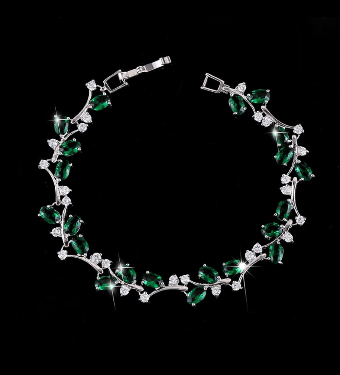 Copper zircon silver plated bracelet