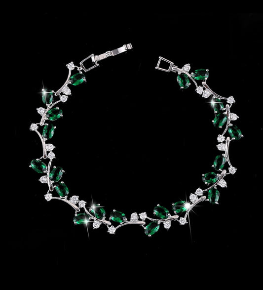 Copper zircon silver plated bracelet