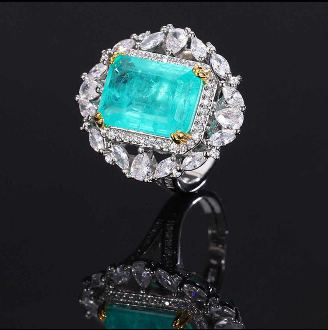 Copper artificial gemstone  zircon ring