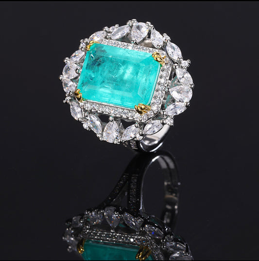 Copper artificial gemstone  zircon ring