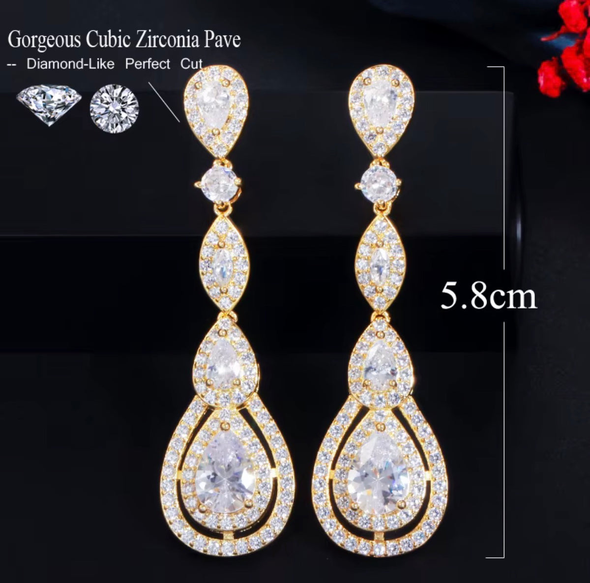 Seraphina Rose Gold Marquise Drop Earrings