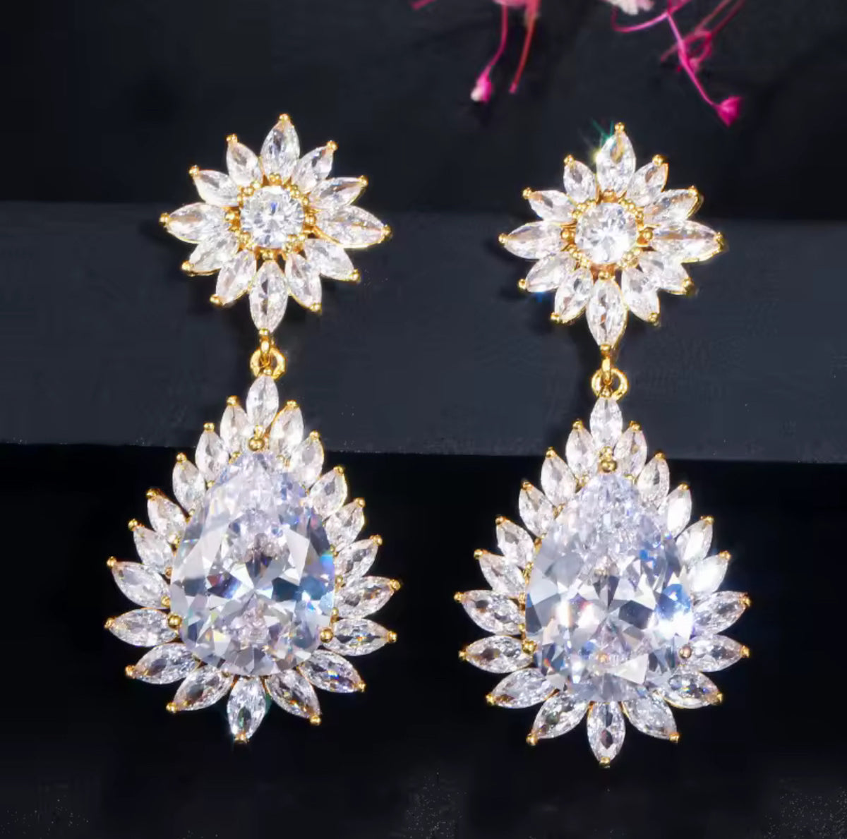 Celestial Halo Bridal Chandelier Earrings