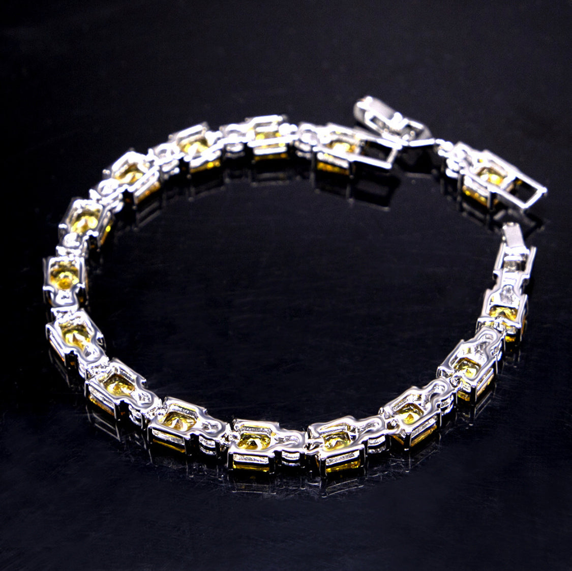 Copper  zircon silver plated bracelet