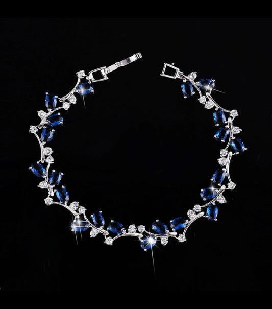 Copper zircon silver plated bracelet