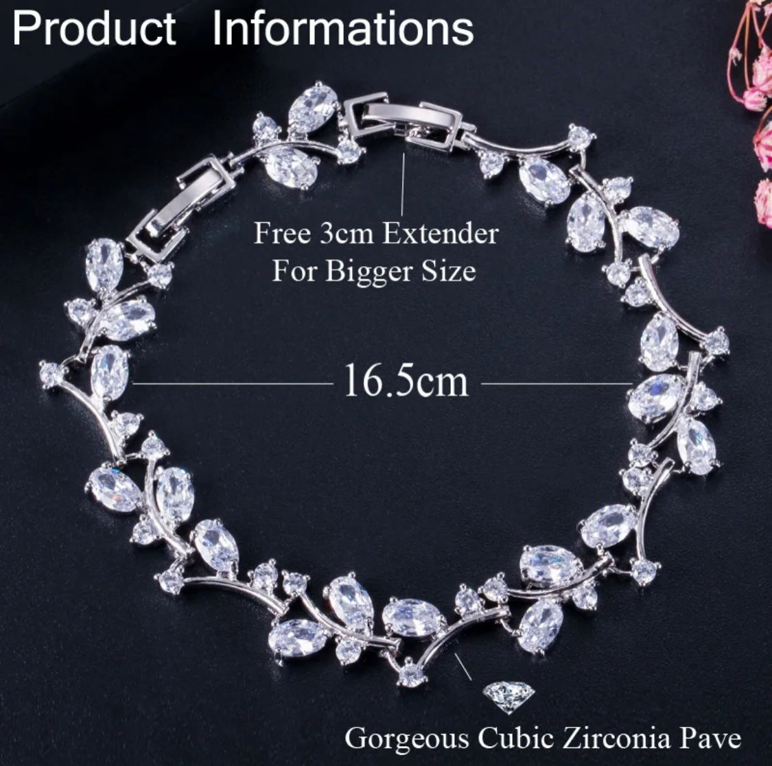 Copper zircon silver plated bracelet