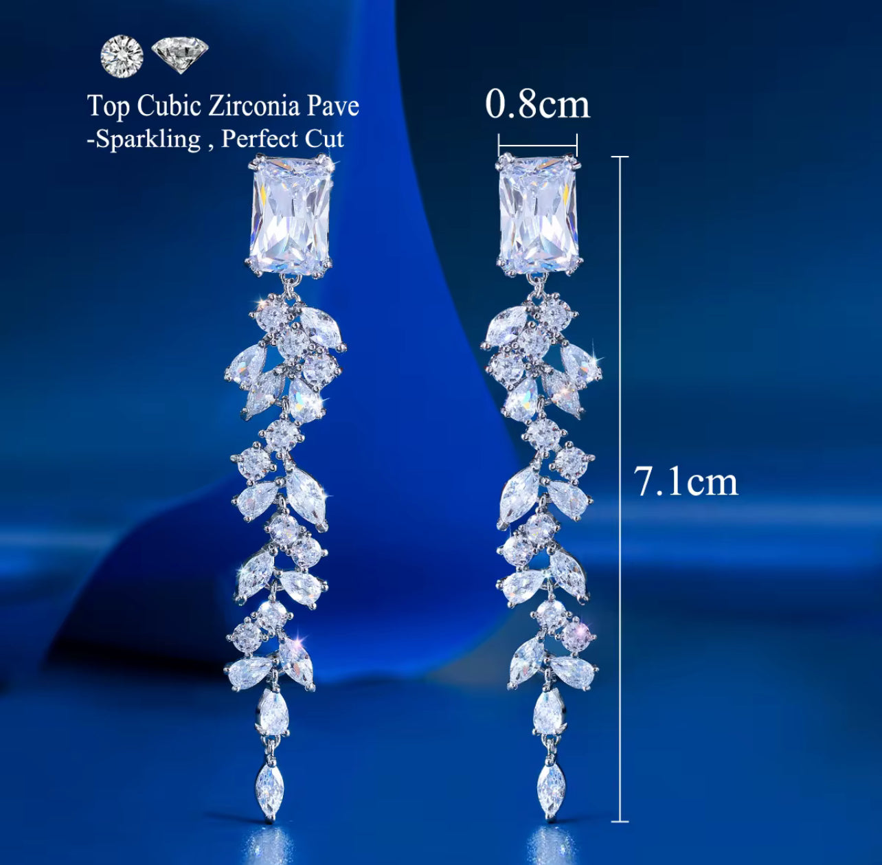 Rhodium-Plated Zircon Earrings